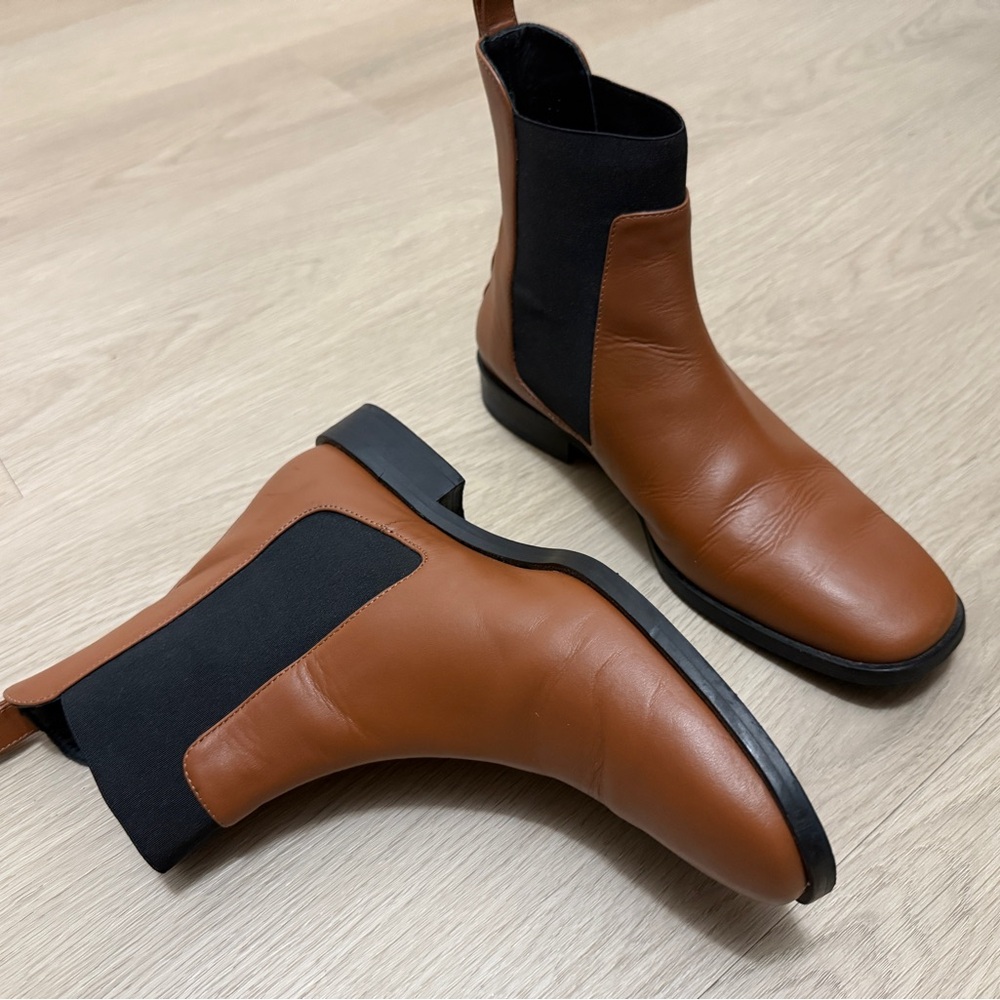 Everlane Italian Leather Chelsea Boots Cognac Brown Women’s Size 7 Made in Italy - Picture 9 of 13
